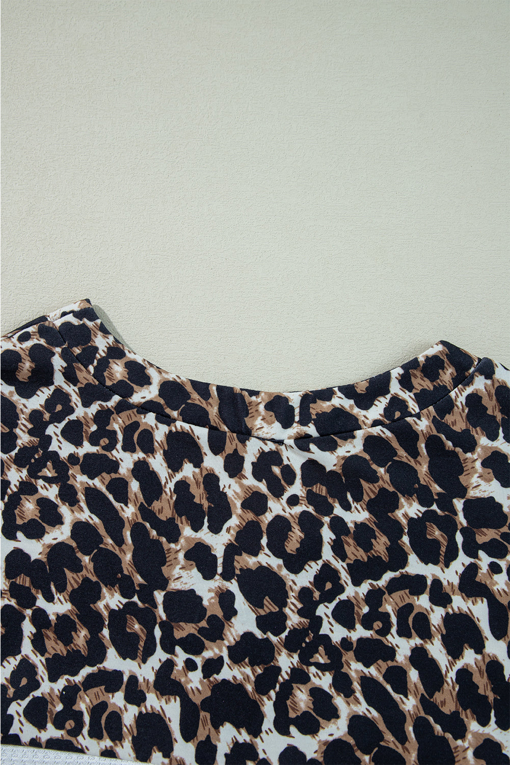 White Leopard Waffle Knit Patchwork Button V Neck