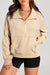 Parchment Mock Neck Sweatshirt with Kangaroo Pocket and Quarter Zip