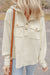 Apricot textured hoodie with button-down neckline and side pockets