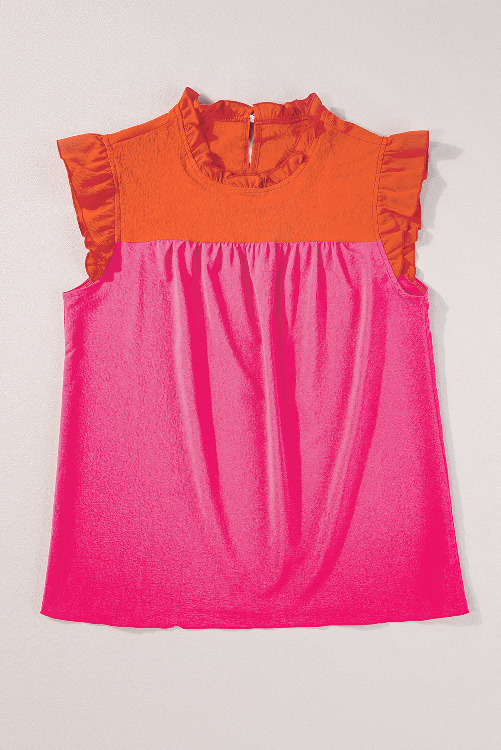 Blouse orange bicolore à volants et manches flottantes-A WOMAN WE LOVE