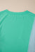 Green Colorblock Stitching Patchwork Button-Up Long Sleeve Top