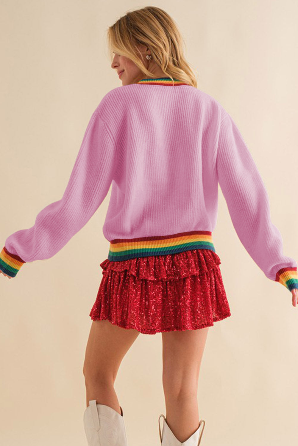 Bonbon Merry & Bright Bunt Stripes Trimmpullover