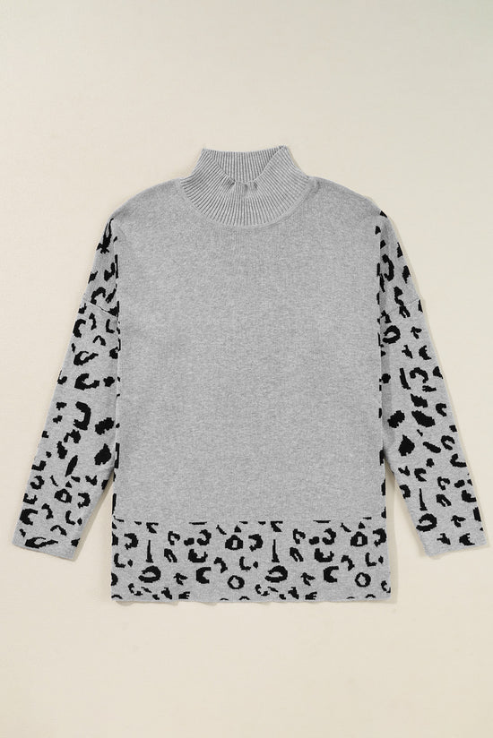 Leopardo gris pulite uversize con collar vertical *