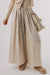 Large pleated leg relaxed pants with beige tightening cord