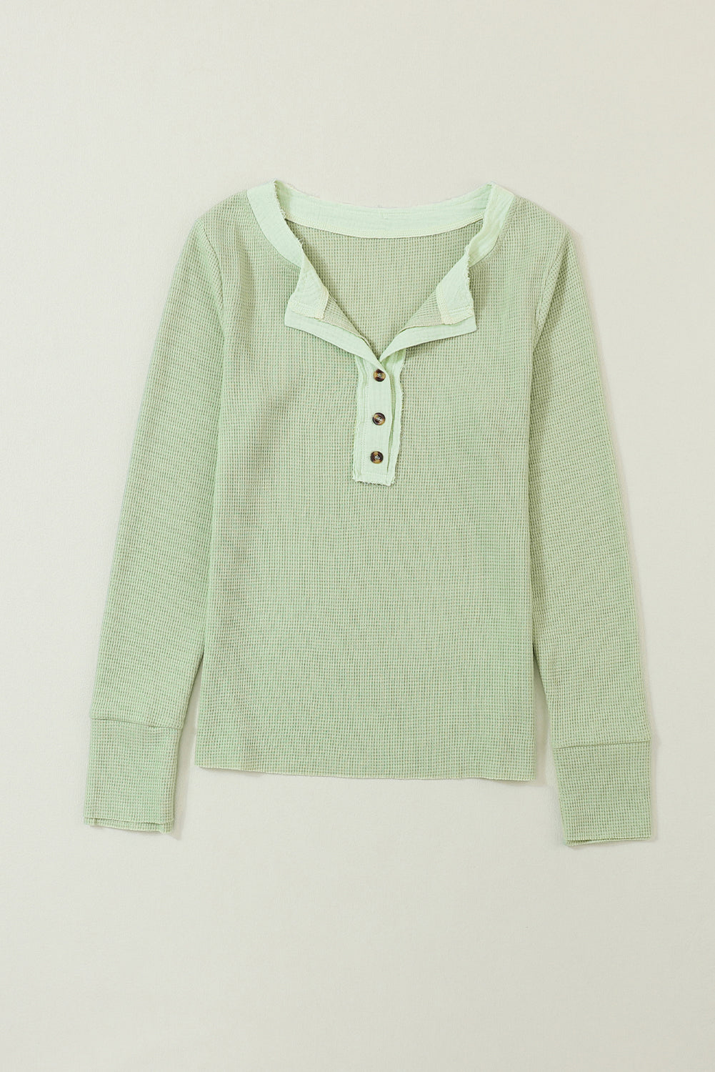 Haut Henley texturé en tricot gaufré Laurel Green