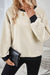 Jet Stream Textured Crew Neck Raglan Sleeve Top with Color Block Edges