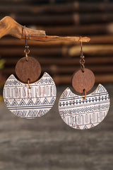 Boucles d'oreilles pendantes en bois à imprimé géométrique multicolore-A WOMAN WE LOVE