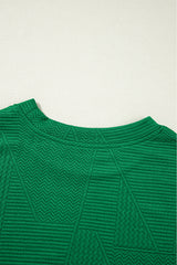 Ensemble haut d'été à manches volantées vert foncé et pantalon court ample-A WOMAN WE LOVE
