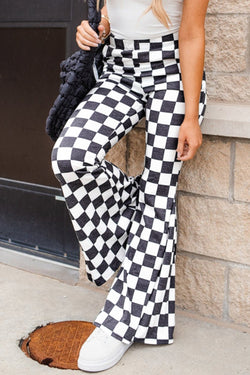 Standed flared pants high black checkerboard *