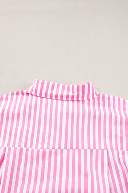 Oversize shirt with pink stripes *