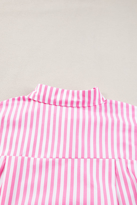 Oversize shirt with pink stripes *