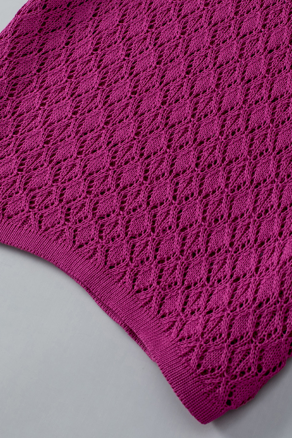 Violett gekräuselte Kurzarm Strukturierte Strickpullover