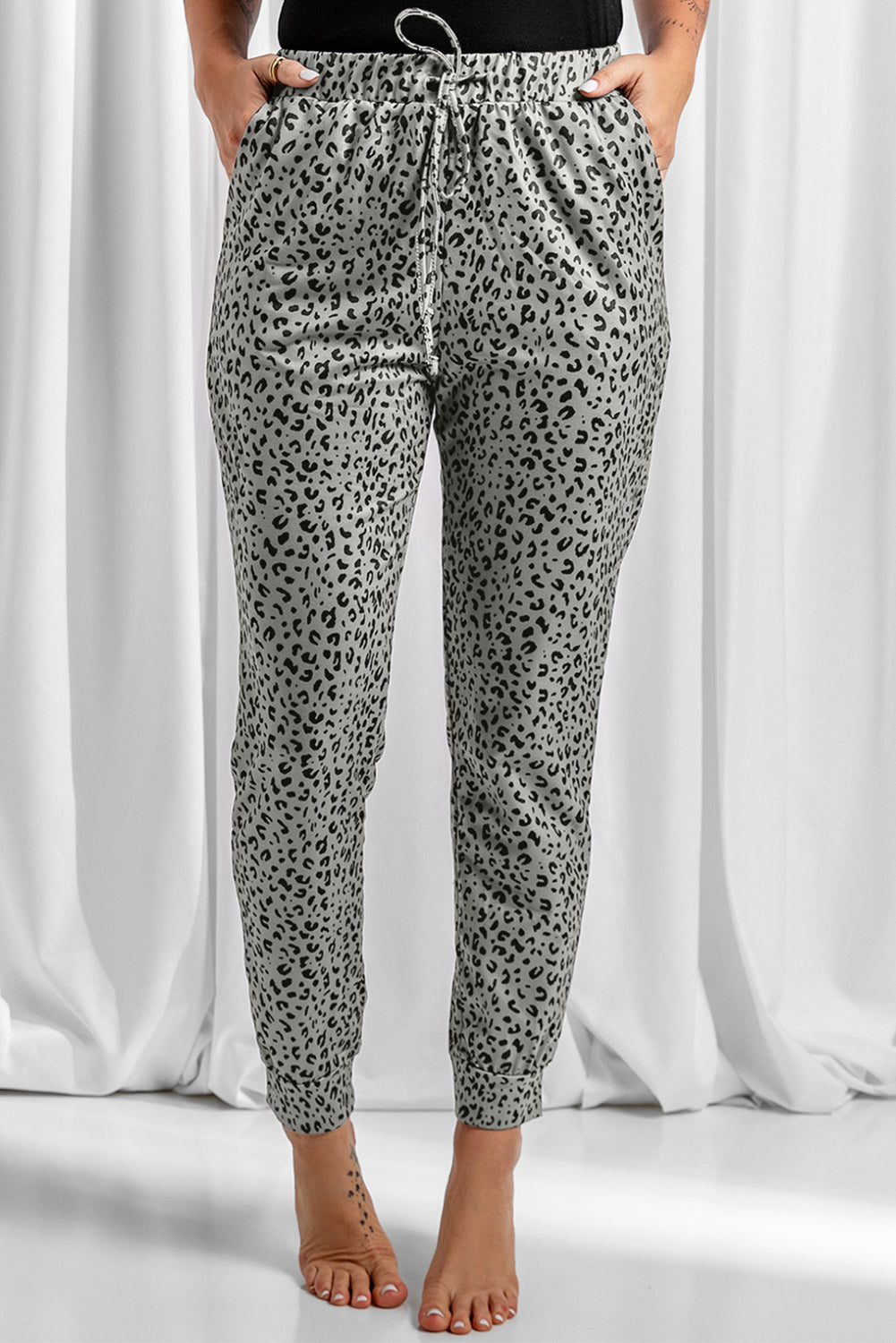 Khaki Breezy Leopard Joggers