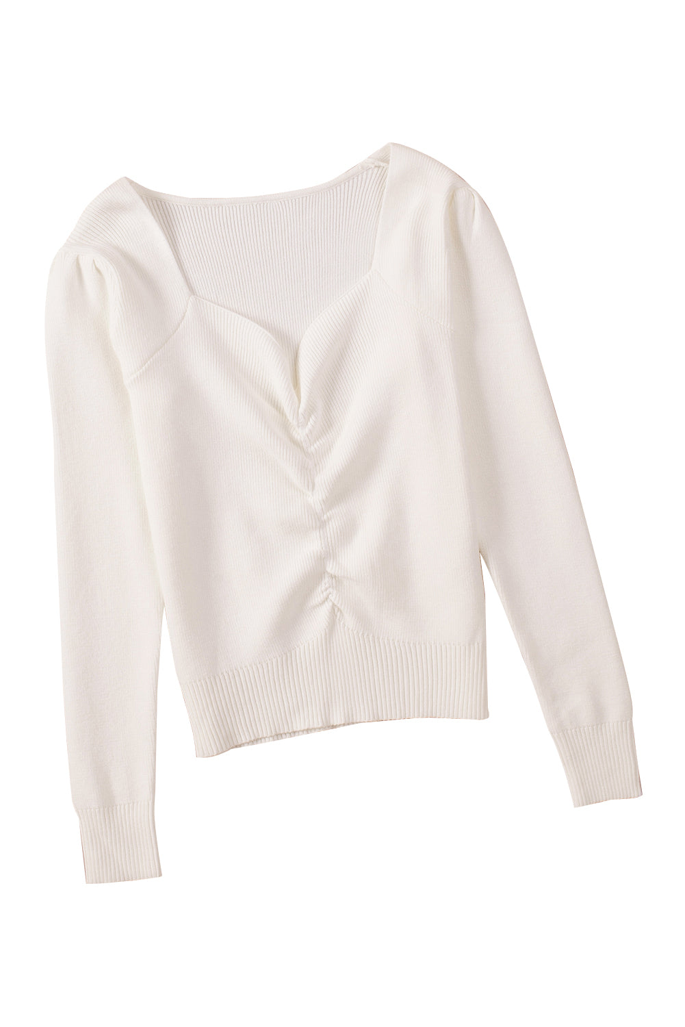 Beige bched sweetheart décolleté à côte de côte pull