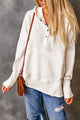 White Henley hoodie with bat pockets and sleeves