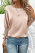 Fat -gathered smoked satin blouse *