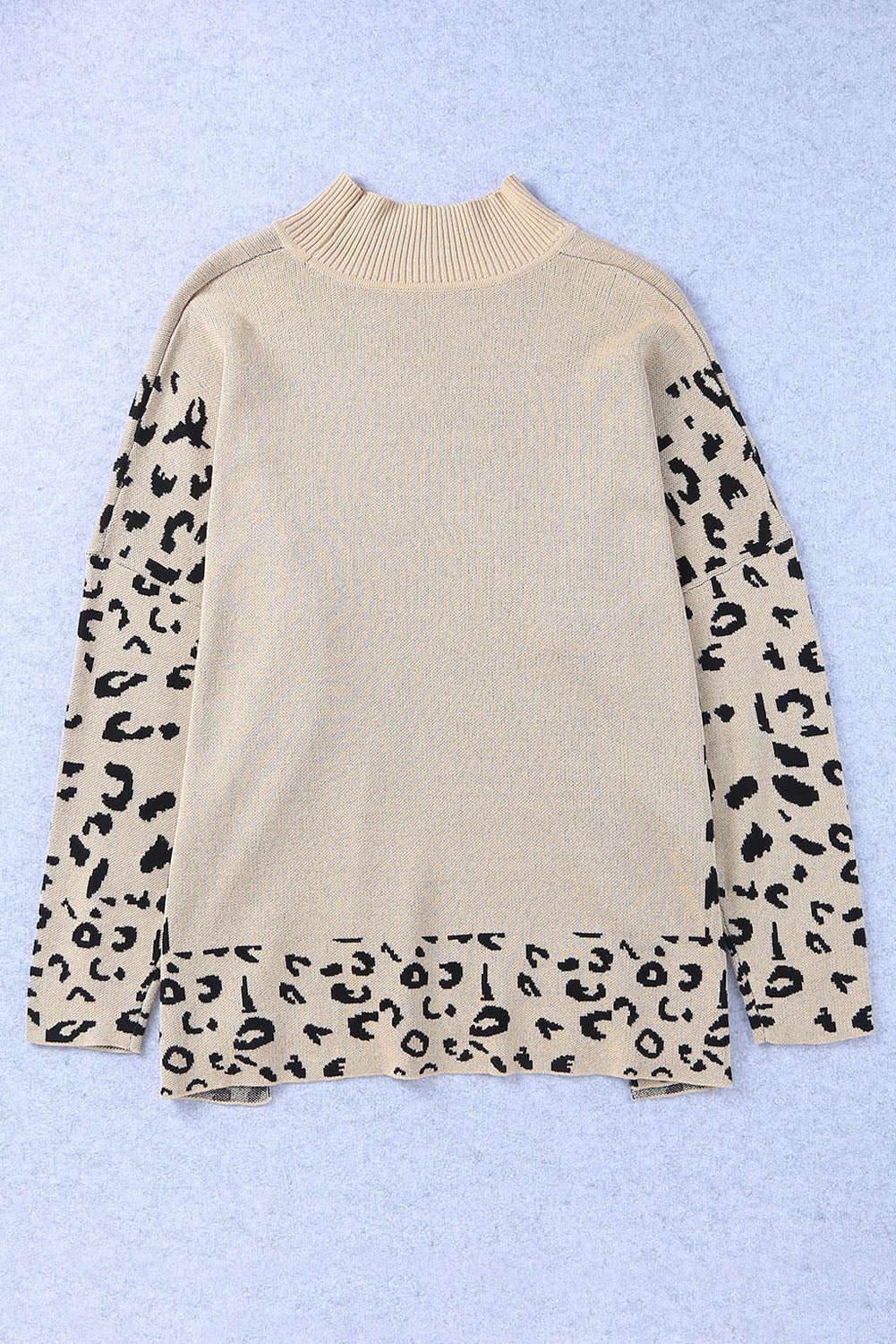 Sighi di oversize a fenditura con il collo alto Khaki Leopard