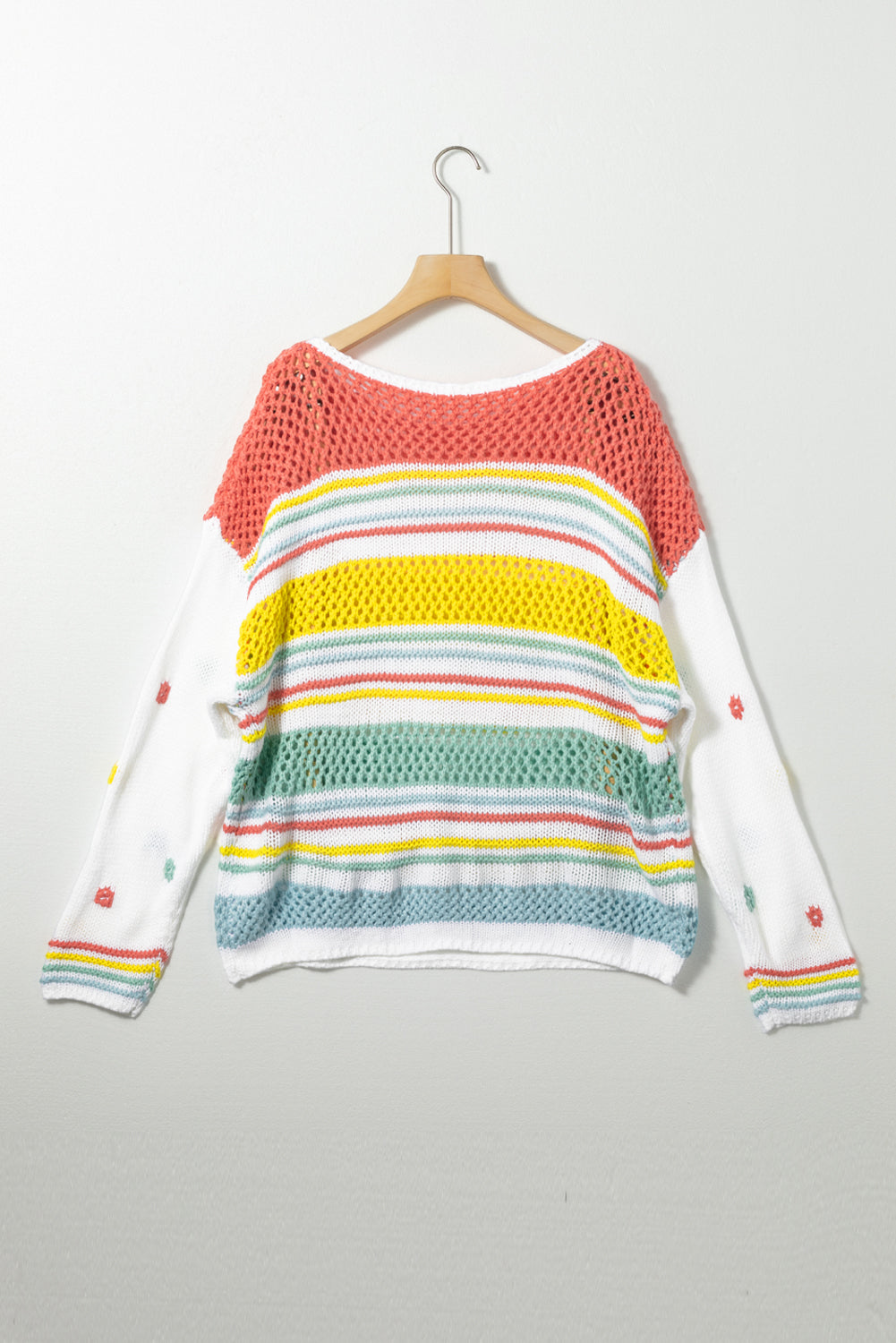 Multicolor hohl gestreifte Strickkontrasthülsenpullover