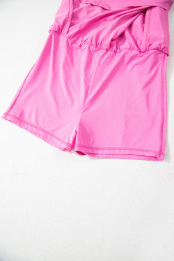 Combi-short uni rose sans manches *