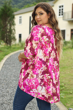 Gran blusa roja con estampado floral *