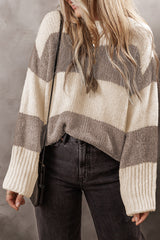 Pull ample à blocs de couleurs Simply Taupe