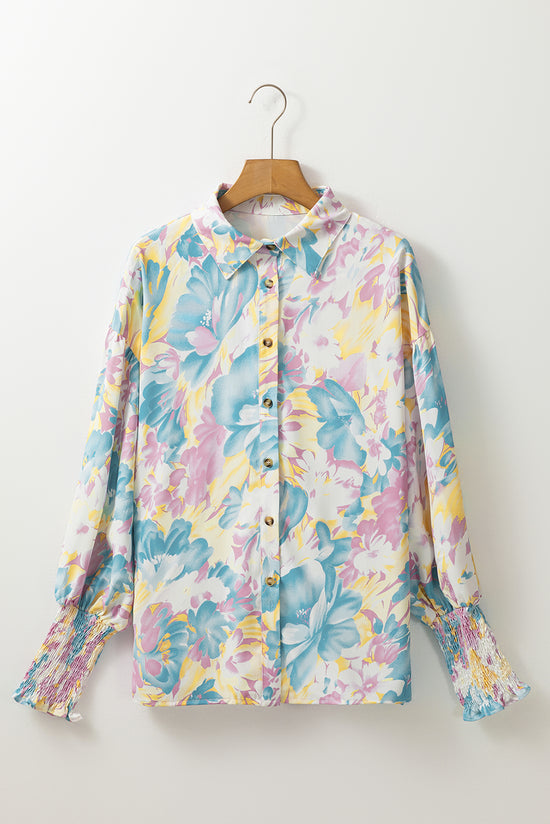 Camisa amarilla de gran tamaño con estampado floral *