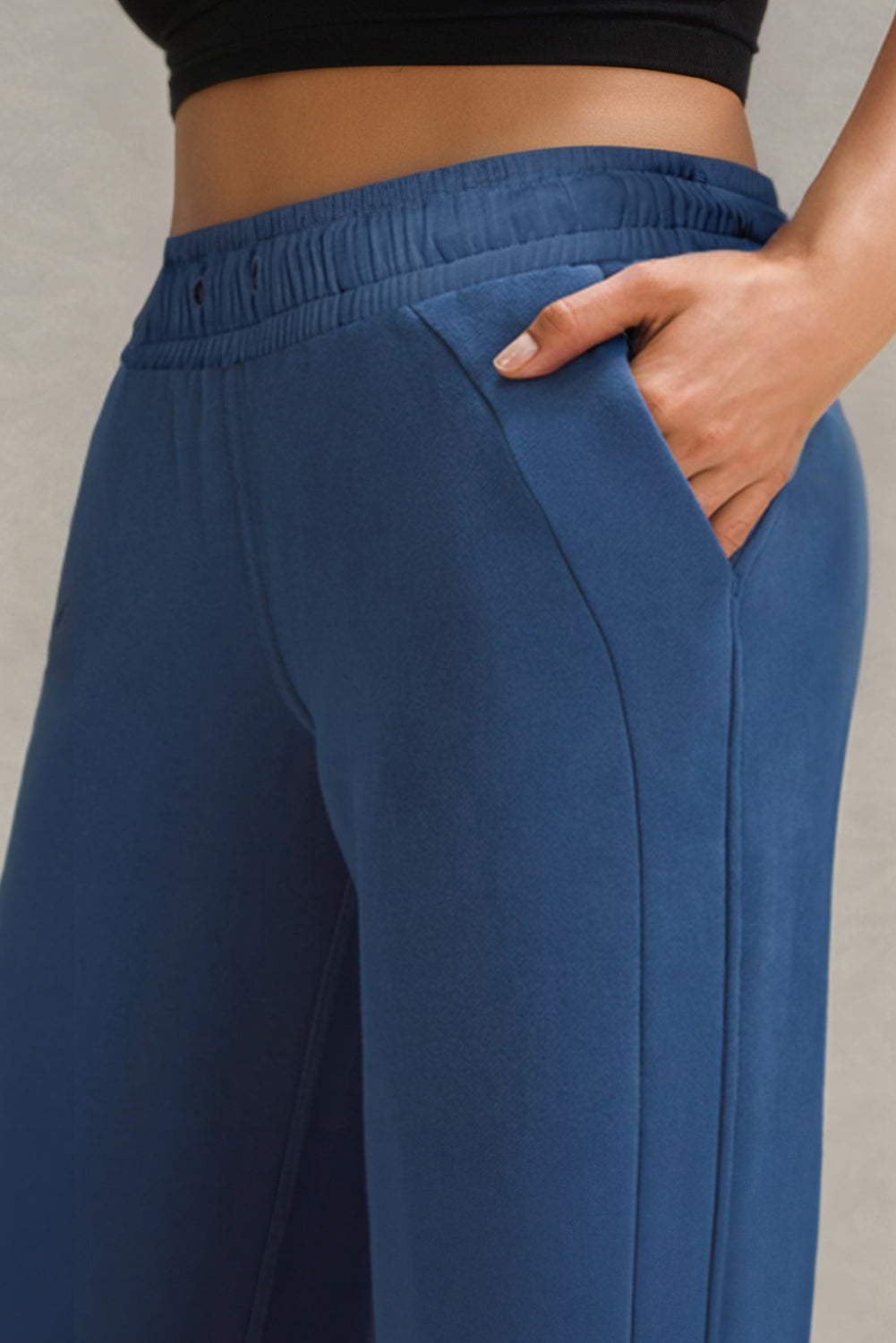 Pantalon de survêtement taille haute avec cordon de serrage et poches larges bleu voile