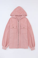 Veste rose à capuche zippée avec cordon de serrage