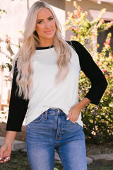 Black color block raglan sleeve sweater top