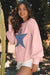 Gossamer Pink Studded Star Print Long Sleeve Oversized Top