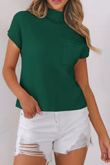 Pull à manches courtes en tricot côtelé *