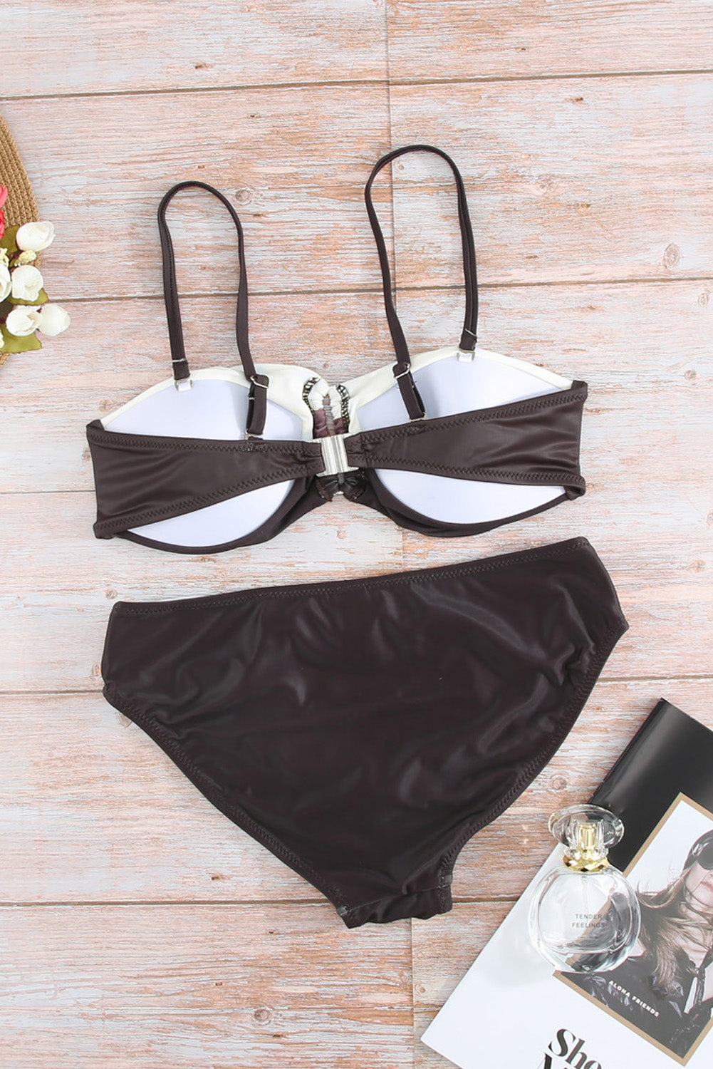 Bloc de couleurs de dégradé marron Push up Bikini Swimwear