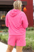 Plus Size Red Pink Textured Hoodie and Shorts Two Piece Set