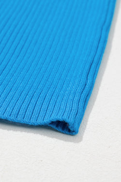 Débardeur bleu en tricot côtelé *