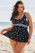 Large -waisted black bathroom dress and polka dot border