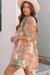 Orange Paisley Bohemian Style Mixed Print 3/4 Sleeve Loose Chiffon Dress