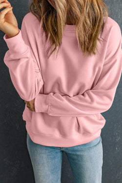 Classic solid pink crew neck sweatshirt