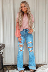 Multicolor alto con mangas largas y hombros caídos *