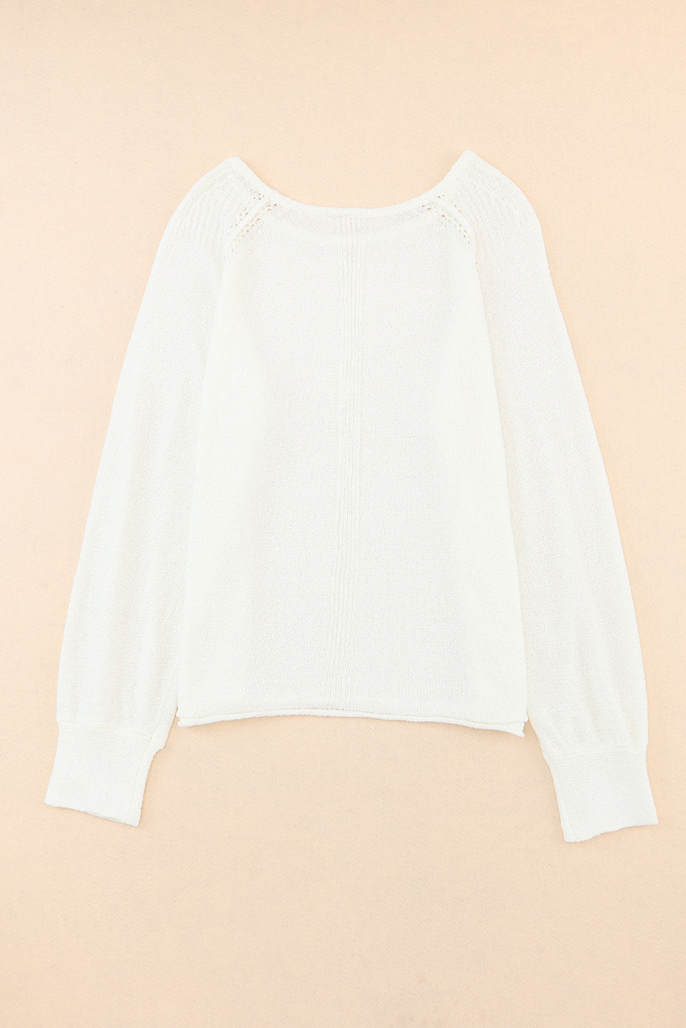 White Long Sleeve Cutout Shoulder Relaxed Sweater