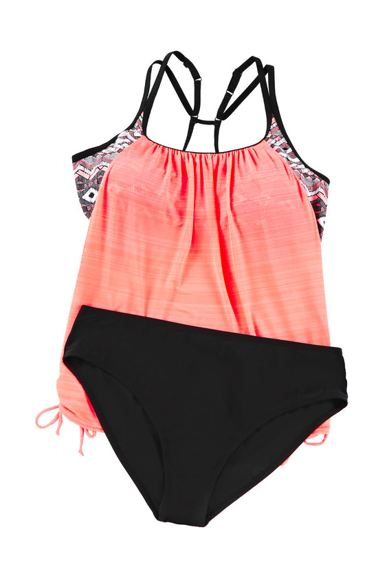 Maillot de bain tankini doublé imprimé rose