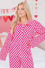 Ensemble pyjama chemise boutonnée à carreaux rose et pantalon taille haute-A WOMAN WE LOVE