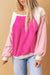 Sudadera de lana de manga larga y bloque de color rosa