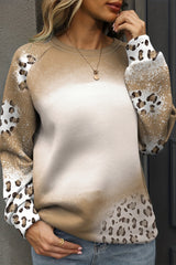 Sudadera con estampado de espada Marron, cuello redondo, mangas de raglán