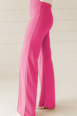 Pantalon évasé taille haute rose Sachet couture centrale