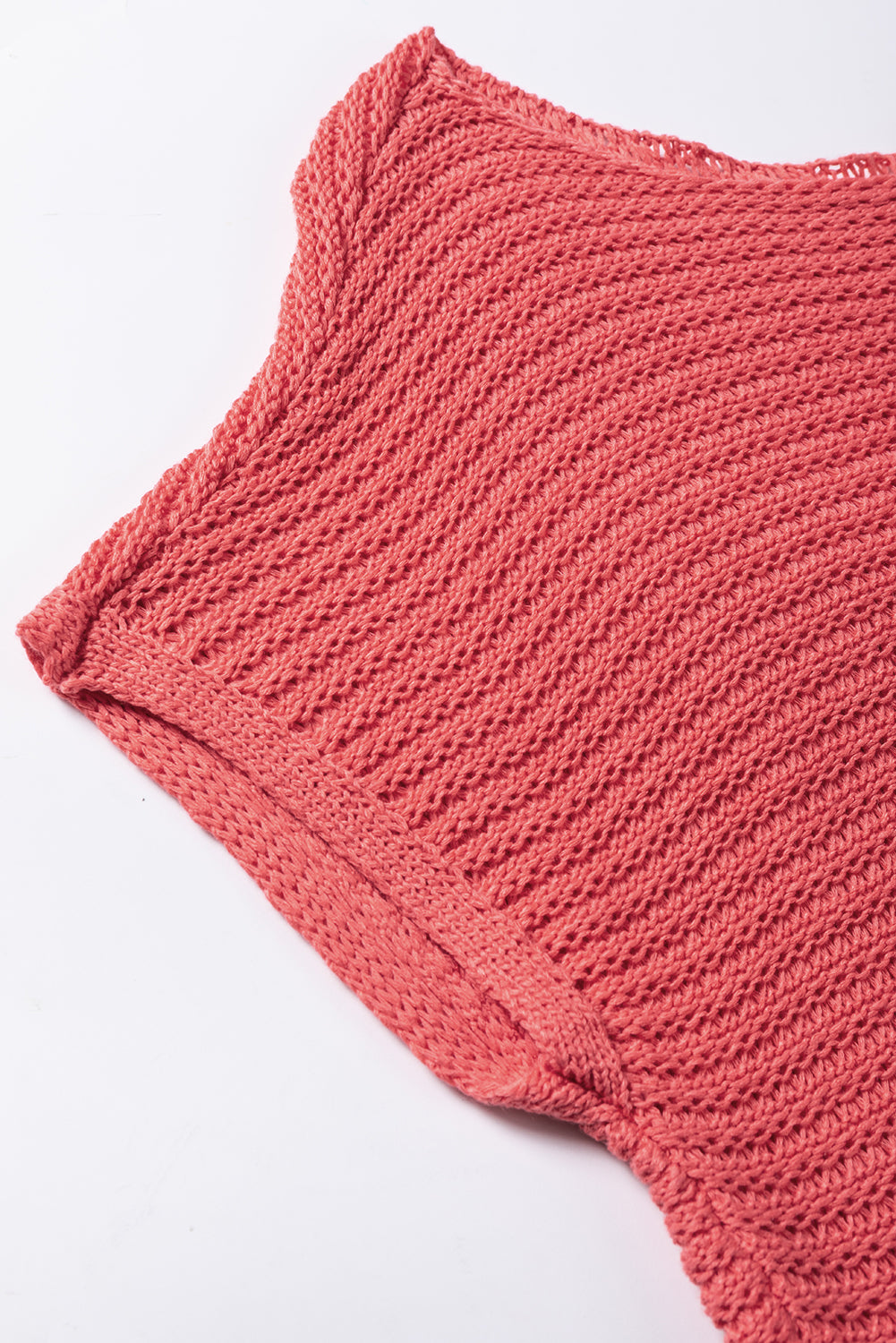 Roter Ton maser loser Strick kurzer Dolman -Ärmelpullover