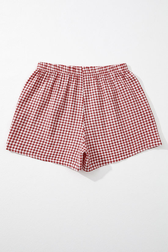 Short taille haute imprimé vichy à carreaux rouge *