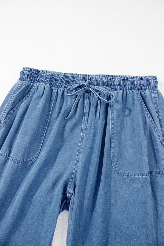 Pantalon de jogging en jean bleu grande taille *