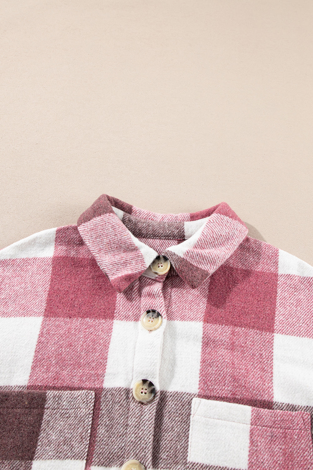 Color Block Button Up Long Sleeve Plaid Jacket with Pocket