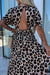 Long khaki leopard dress in v *