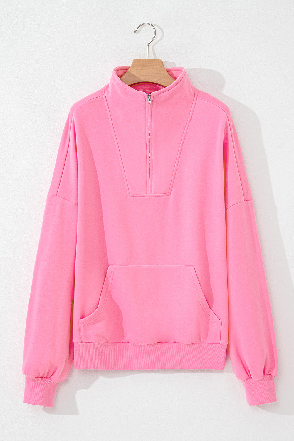 Bonbon high neck zip-up sweatshirt with kangaroo pocket